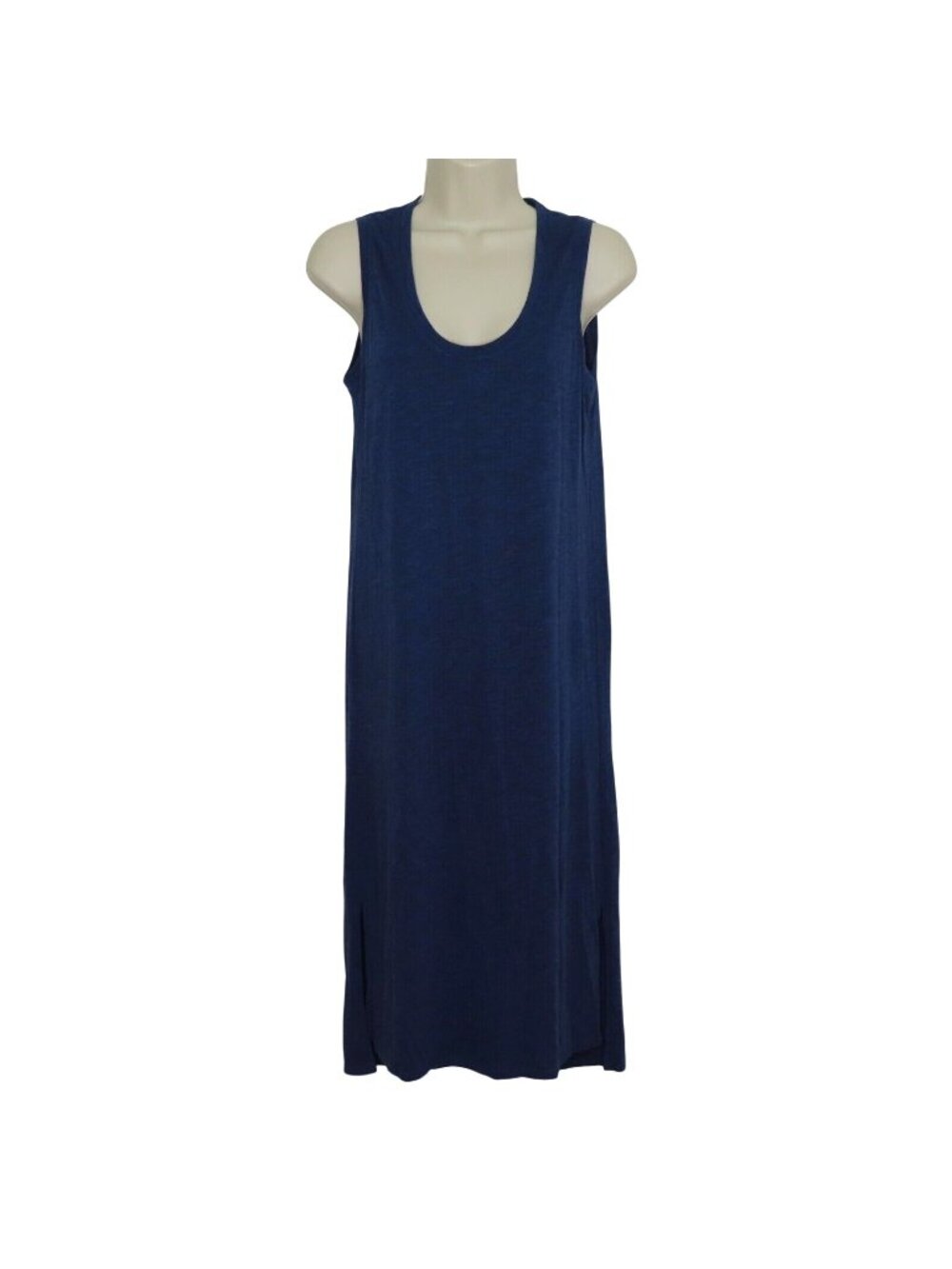 Madewell Jersey Tank Dress Small S Marled Blue Sleeveless Side Slits Scoop Neck